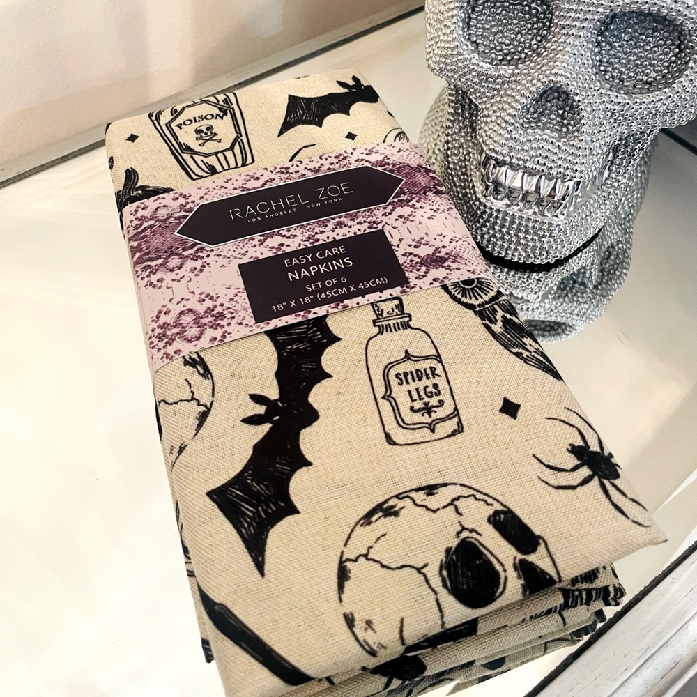 💀NWT Rachel Zoe Halloween Spooky Napkins Set of 6